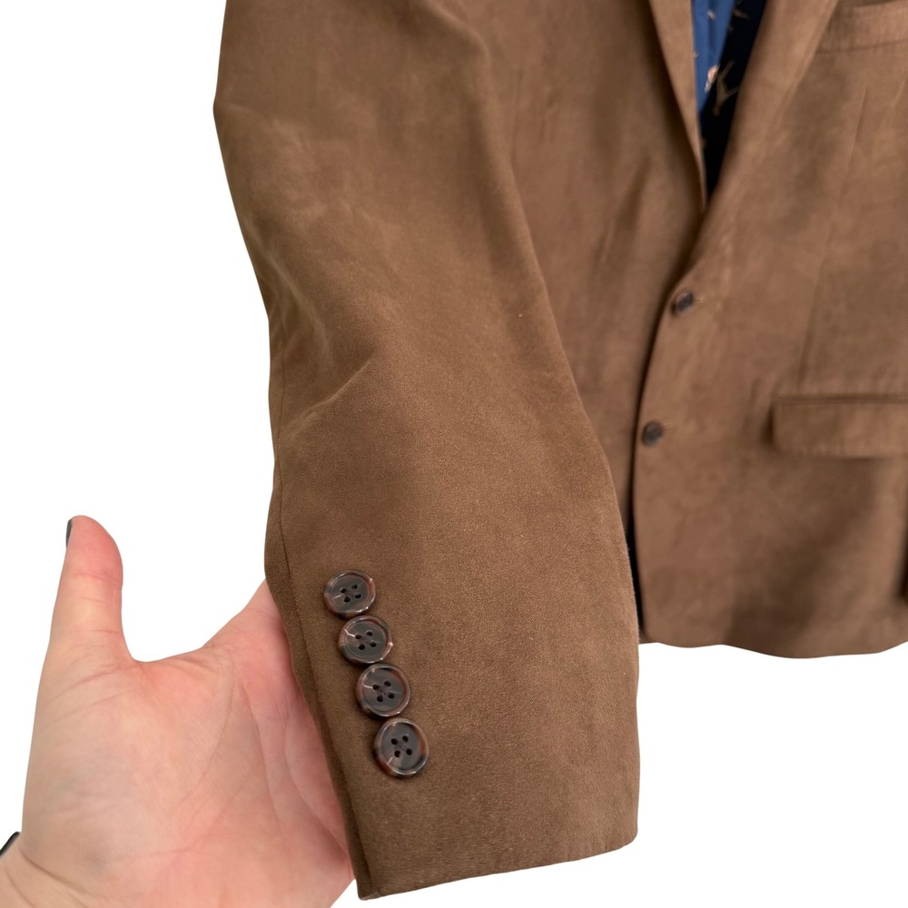 Lauren Ralph Lauren Men's Suede Blazer Brown Dog Print Lining Sz 44R Equestrian - Picture 2 of 9